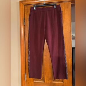 Chico's Deep Wine Joggers with Shimmering Side Detail